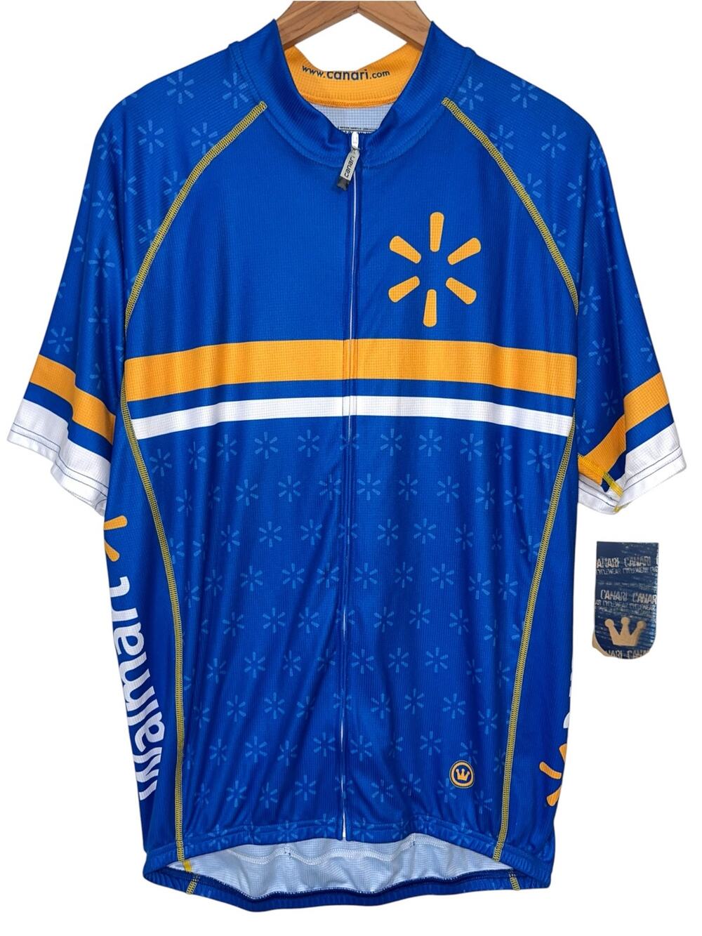 NWT Canari Mens Walmart Blue Yellow Classic Club Short Sleeve Cycling Jersey XXL